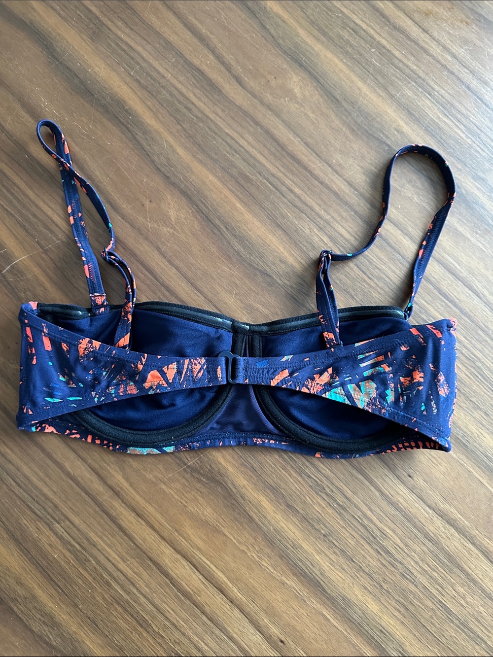 Lole Navy Bikini Set with Orange Print, Top Medium Bottom Large - Picture 4 of 13